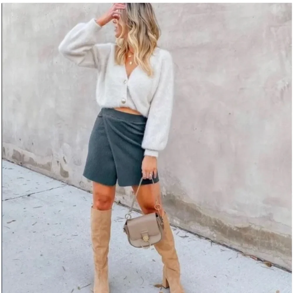 Free People Mod Wrap Mini Skirt in Thyme H18‎